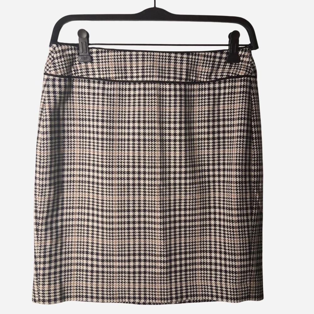 Womens Banana Republic black and beige houndstooth mini skirt Size 2 Petite